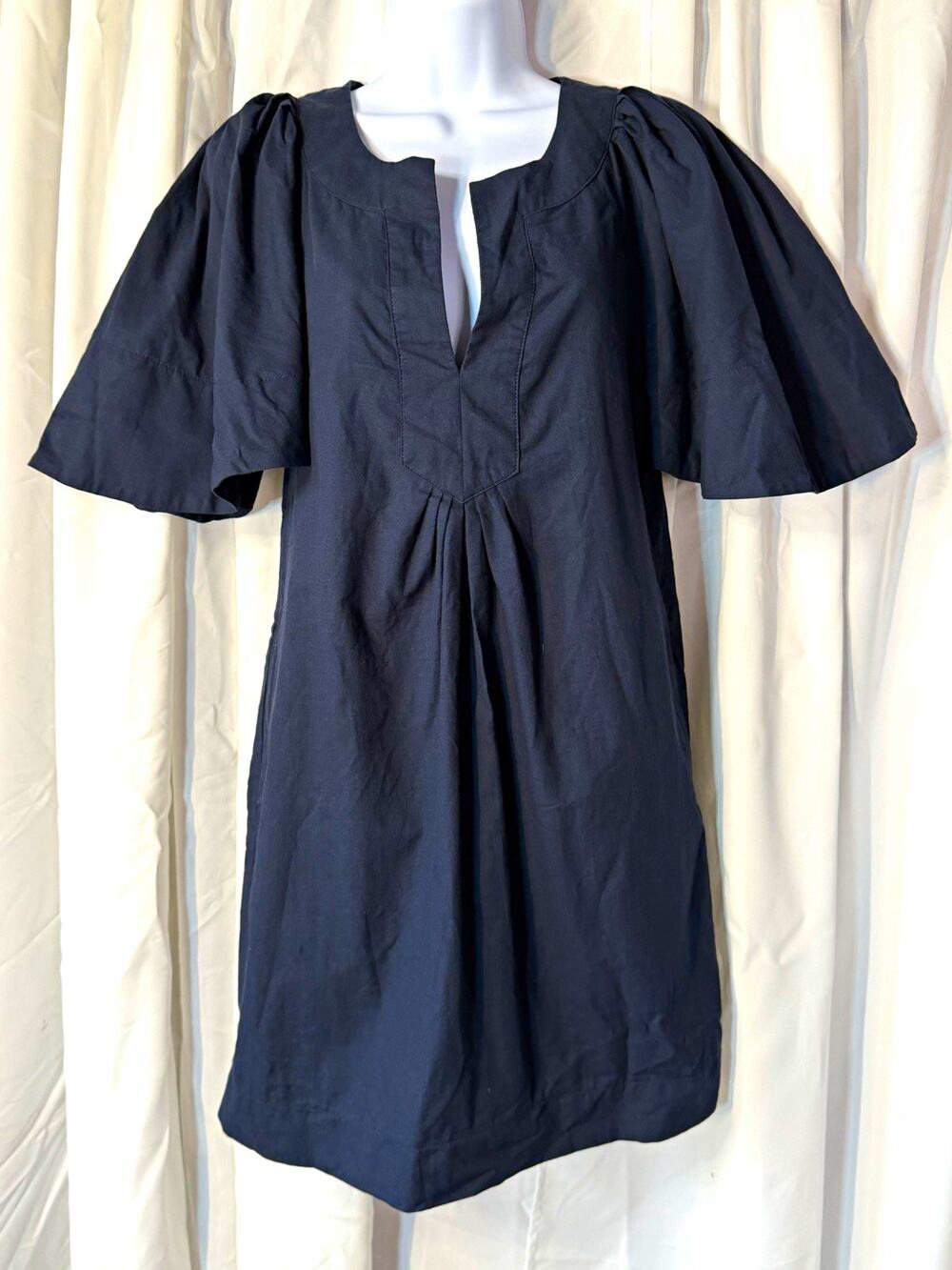 Pomander Place Black 100% Cotton Woven V-Neck Flutter Sleeve Blouse S